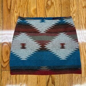 American Eagle Outfitters Aztec Wool Blend Mini Skirt Lined Women's Size 0